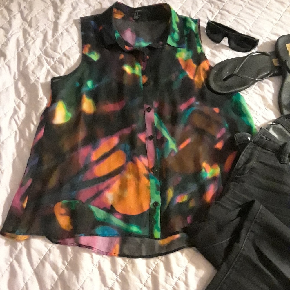 Shear multi-colored blouse - Picture 5 of 5